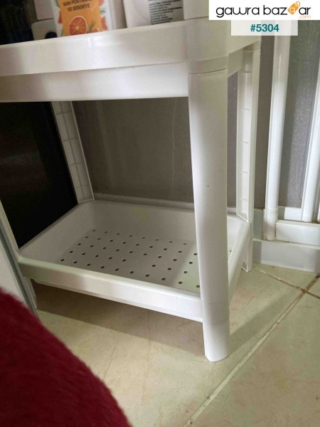 وحدة أرفف حمام للمطبخ الأبيض مكونة من 4 طبقات رف زاوية لأواني الزهور البلاستيكية