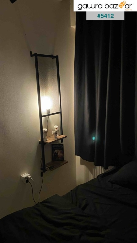 نيلامو ، مصباح أرضي ، إضاءة ليلية ، مصباح أرضي مع رف كتب ، خزانة كتب بجانب السرير