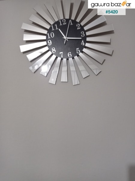 ساعة حائط بلكسي بيانو سوداء فضية عاكسة مع رقم الموديل