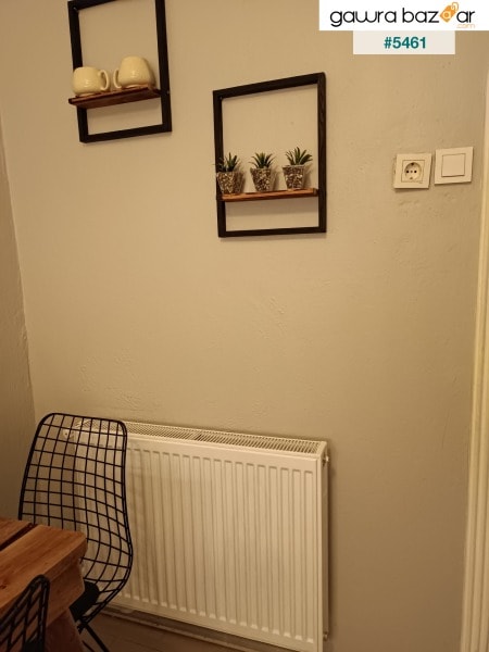 رف حائط بإطار خشبي 2 قطعة