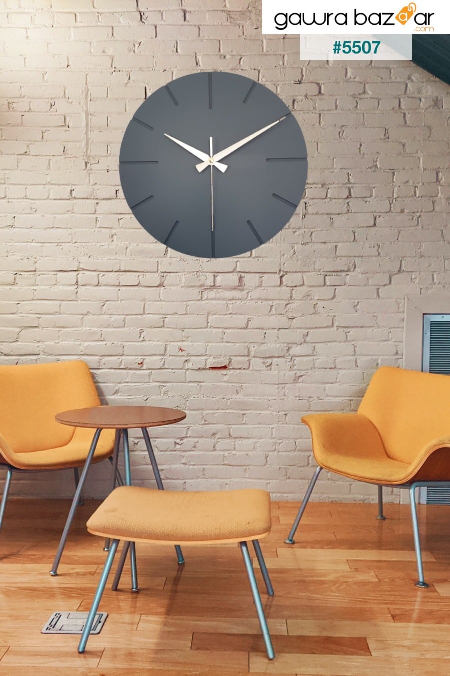 ساعة حائط خشبية مصنوعة يدويًا بتصميم خاص مزخرف 34 X 34 سم كتابات بسيطة باللون الرمادي BAN MOD 1