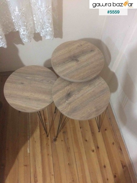 طاولة التعشيش ذات الأرجل المعدنية من خشب الصنوبر الأطلسي