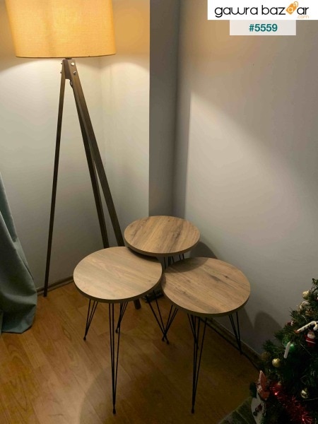 طاولة التعشيش ذات الأرجل المعدنية من خشب الصنوبر الأطلسي