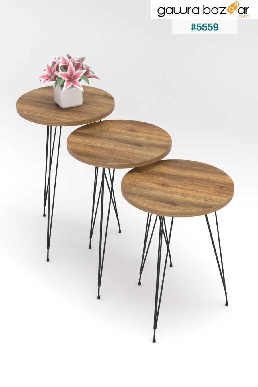 طاولة التعشيش ذات الأرجل المعدنية من خشب الصنوبر الأطلسي Pratico 2