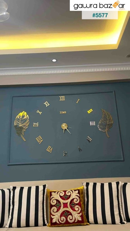ساعة رقمية ثلاثية الأبعاد من مجموعة تايم ومجموعة 2 لوح ورقي (ذهبي)