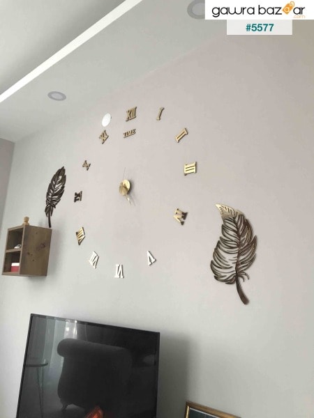 ساعة رقمية ثلاثية الأبعاد من مجموعة تايم ومجموعة 2 لوح ورقي (ذهبي)