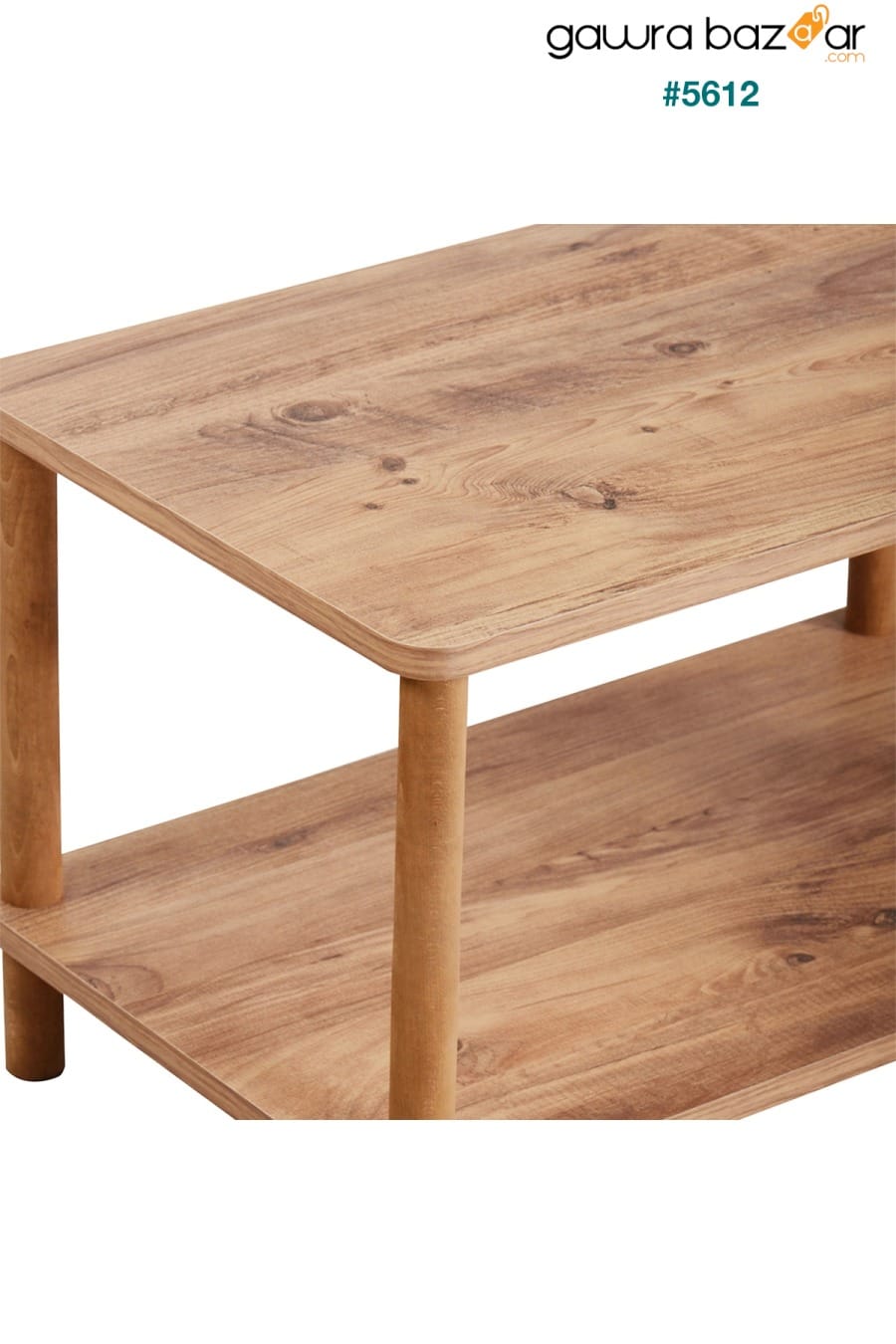 طاولة مركزية مستطيلة الساق خشبية من طبقتين رف للصحف من خشب الصنوبر الأطلسي interGO 2