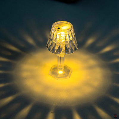 2 صغيرة الحجم كريستال الماس بقيادة مصباح طاولة بطارية تعمل بالطاقة الإسقاط شفافة عاكس الضوء 12 سم