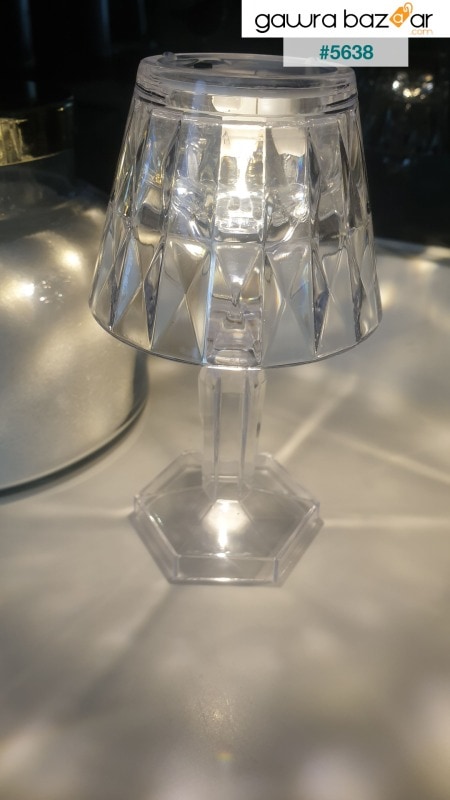 2 صغيرة الحجم كريستال الماس بقيادة مصباح طاولة بطارية تعمل بالطاقة الإسقاط شفافة عاكس الضوء 12 سم