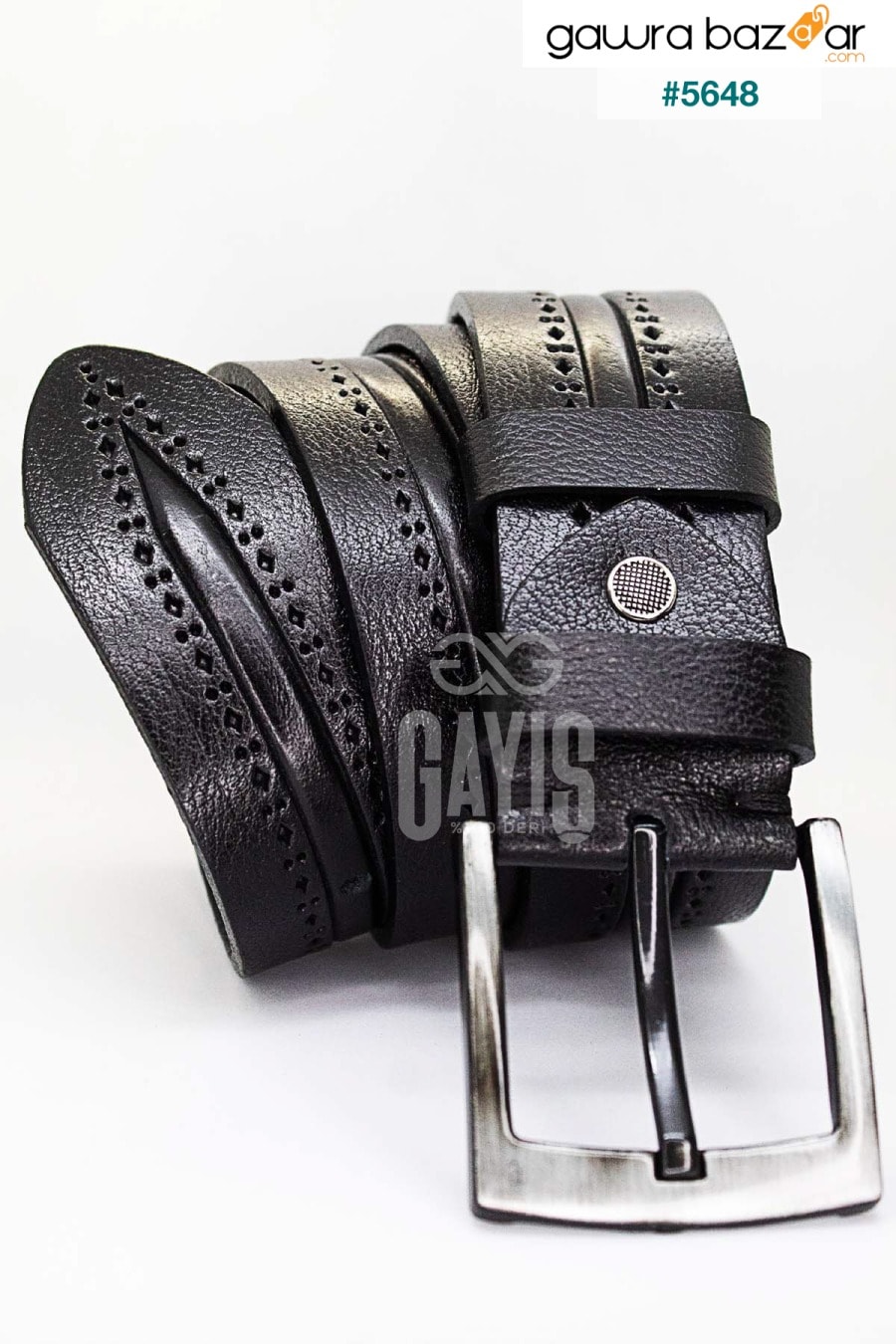 حزام جينز رجالي منقوش أسود من جلد الجاموس أصلي 100٪ - حزام هدية للرجال GAYIŞ 0