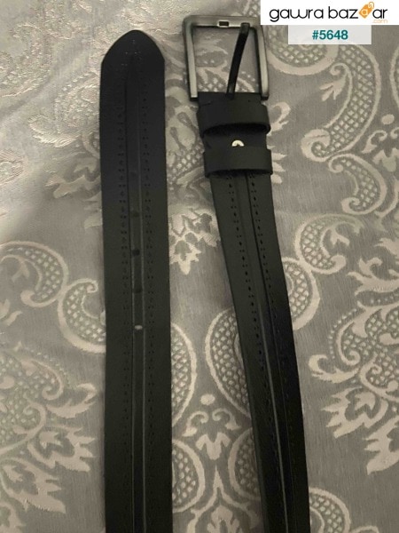 حزام جينز رجالي منقوش أسود من جلد الجاموس أصلي 100٪ - حزام هدية للرجال