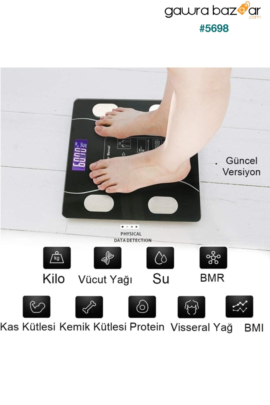 مقياس رقمي مقياس الوزن الإلكتروني الذكي للدهون والعضلات والماء ومؤشر كتلة الجسم ومقياس الوزن يعمل بالبطارية Nivagatore 1