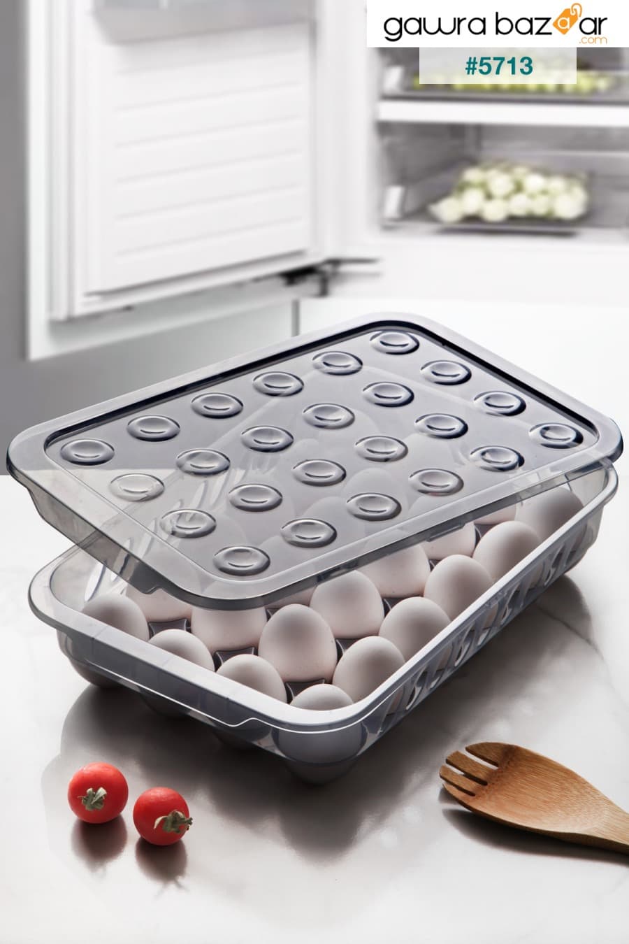 24 قطعة كوب بيض ثلاجة بغطاء مغلق - حاوية تخزين البيض Kitchen Life 0
