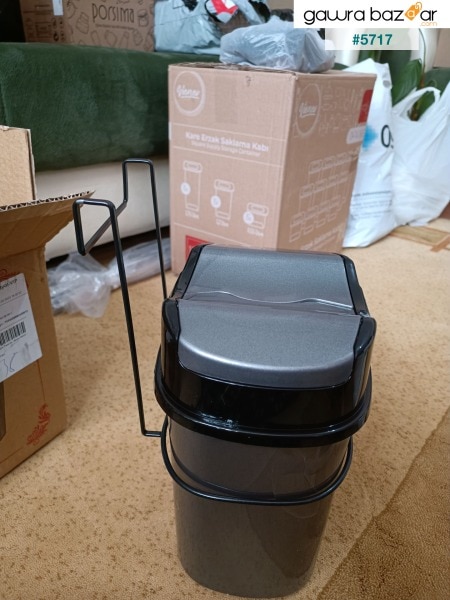 صندوق قمامة للمطبخ أسود - صندوق أتربة معلق 5.5 لتر Vg-756 - M4 - أسود