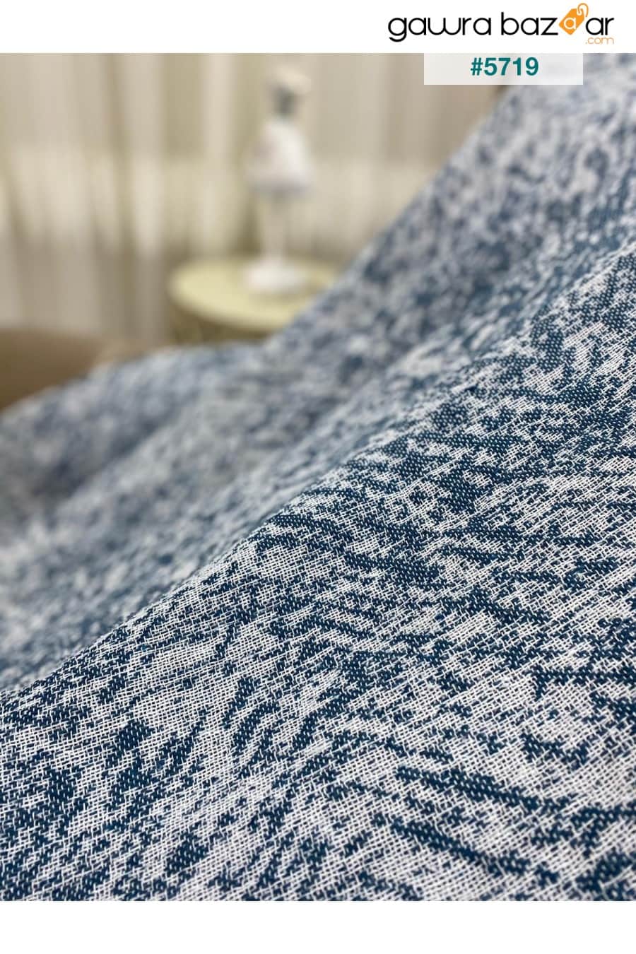 غطاء أريكة صوفا قطني فاخر أزرق دينم 170x220 وجهان مضادان للعرق مانع للانزلاق Özlü Home 1