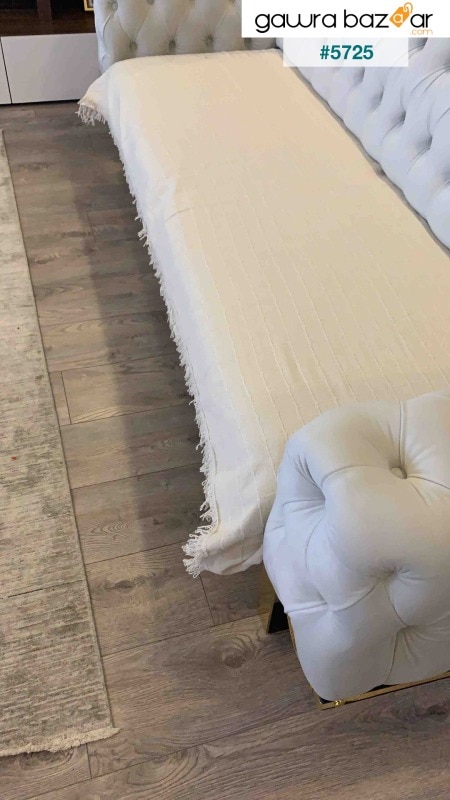 غطاء سرير أريكة بلون الكريم الطبيعي 100٪ Buldan Isi