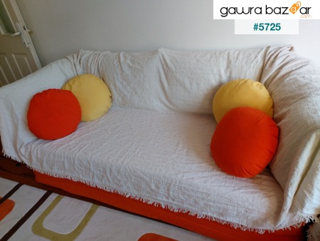 غطاء سرير أريكة بلون الكريم الطبيعي 100٪ Buldan Isi