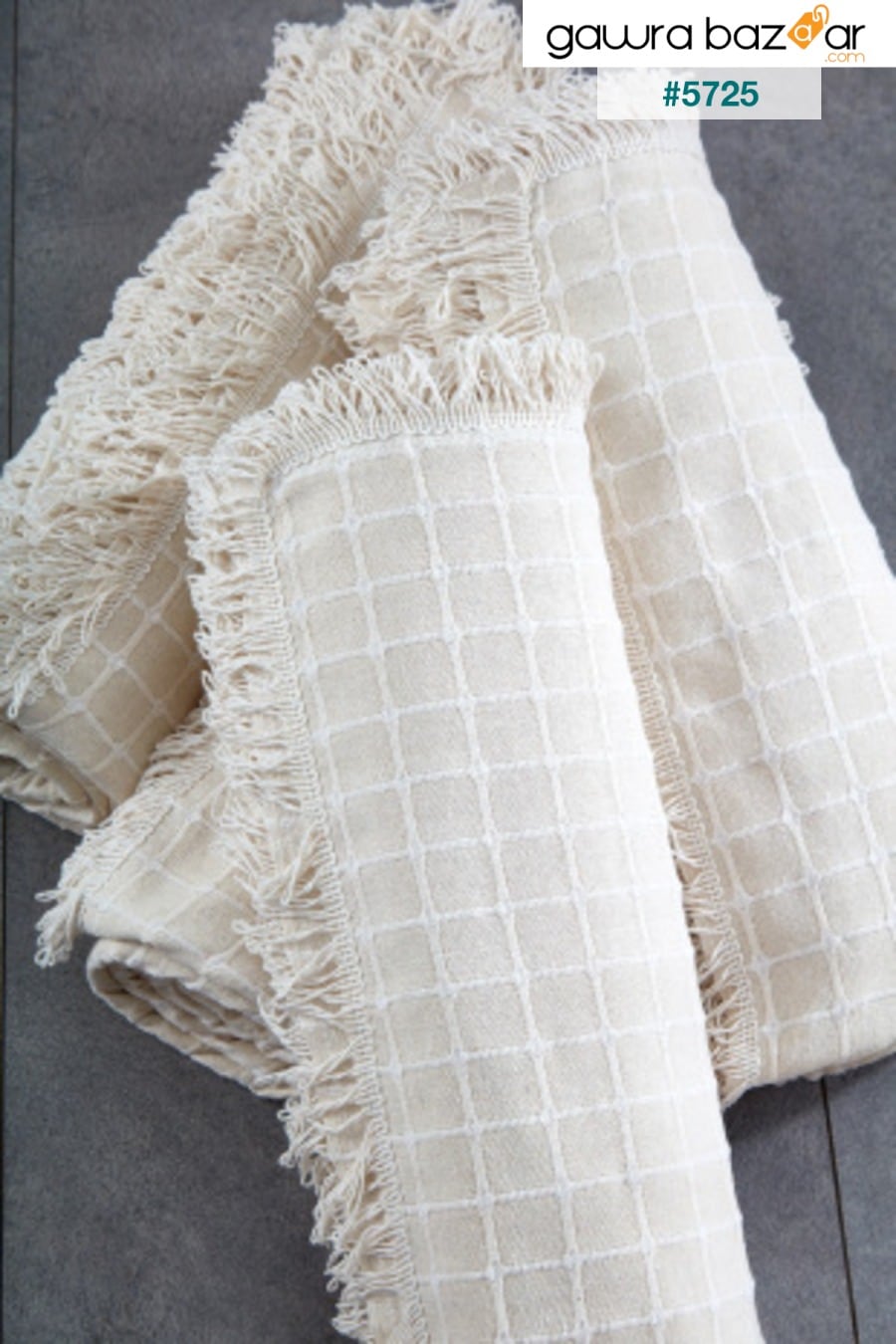 غطاء سرير أريكة بلون الكريم الطبيعي 100٪ Buldan Isi miss linda home collection 0