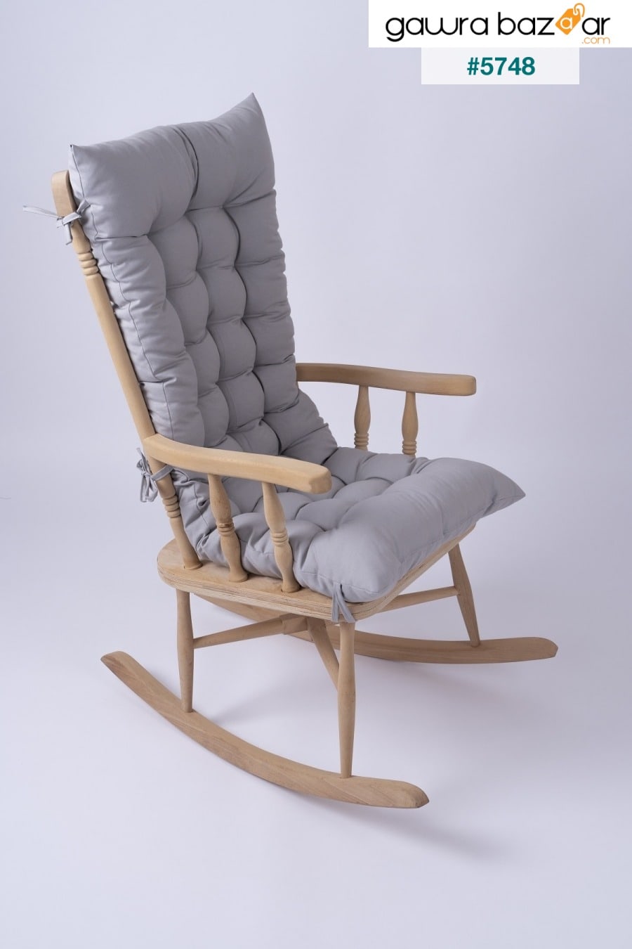 وسادة كرسي هزاز فاخرة مخيط بشكل خاص من قماش سيلين 120x50 سم رمادي (CUSH فقط) ALTINPAMUK 1