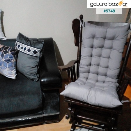 وسادة كرسي هزاز فاخرة مخيط بشكل خاص من قماش سيلين 120x50 سم رمادي (CUSH فقط)