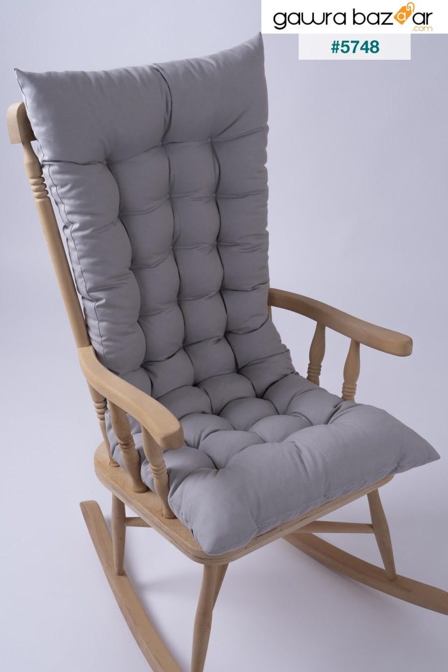 وسادة كرسي هزاز فاخرة مخيط بشكل خاص من قماش سيلين 120x50 سم رمادي (CUSH فقط) ALTINPAMUK 0