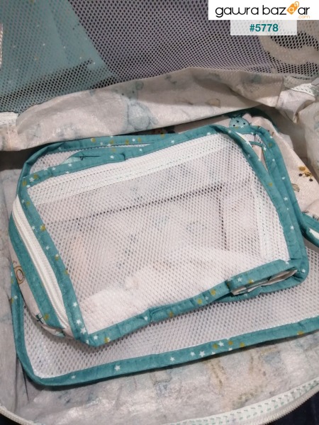 حقيبة سفر للأطفال من 6 قطع منقوشة ومنظم متعدد الأغراض (أزرق)