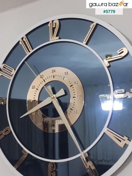 ساعة حائط مزخرفة بمرآة حقيقية (40 سم)
