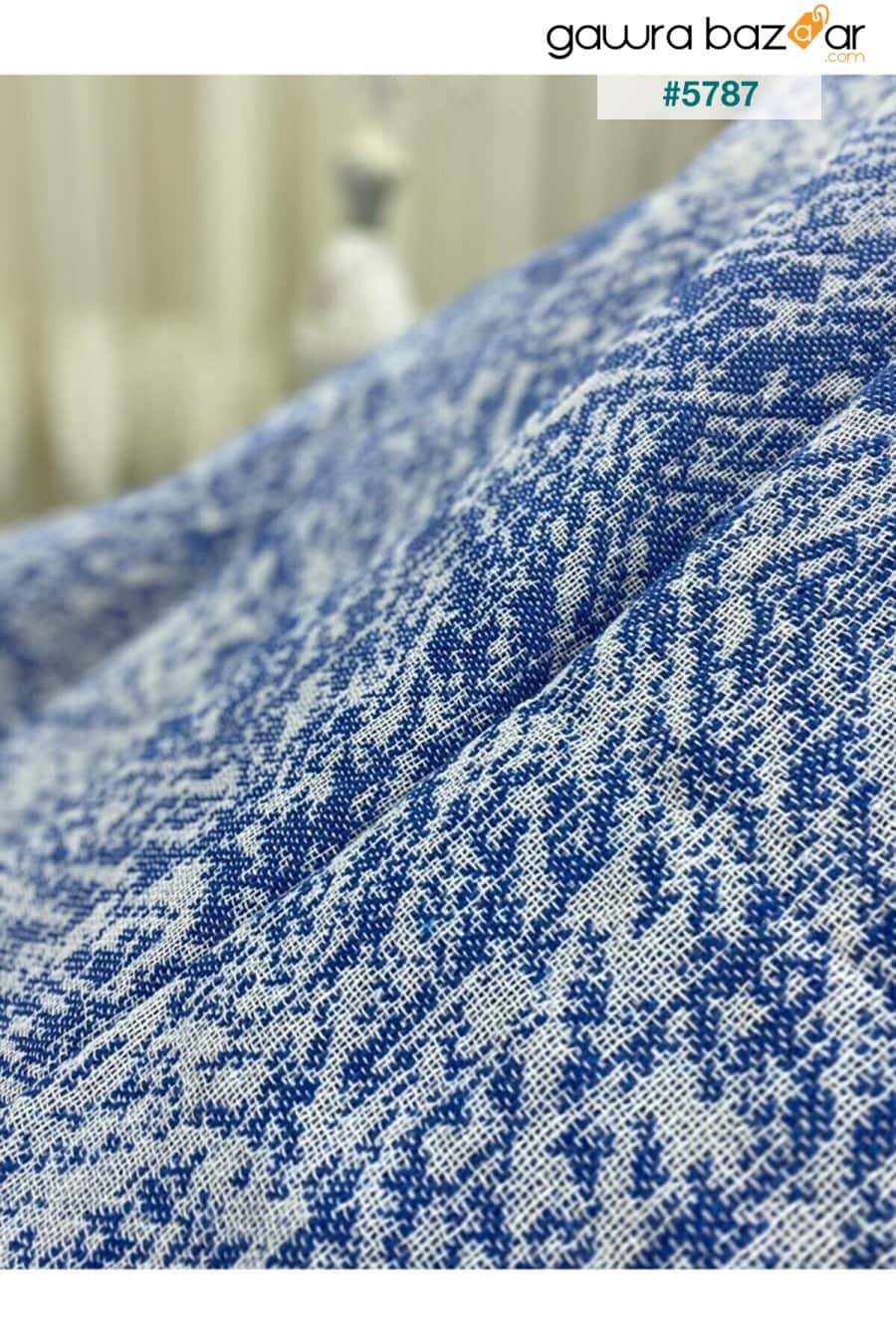 غطاء أريكة صوفا قطني فاخر 170x220 ساكس أزرق مزدوج الوجه مضاد للعرق مانع للانزلاق Özlü Home 1