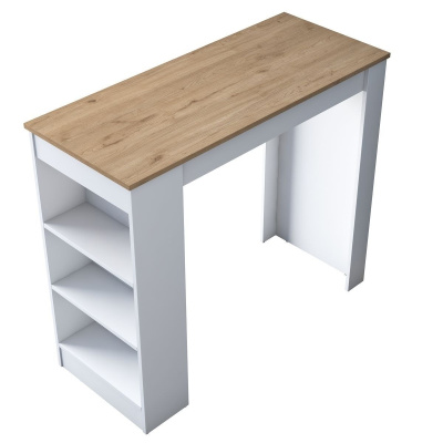Rani Ja103 طاولة مرتفعة 3 أرفف طاولة سفرة للمطبخ مرتفعة - خشب الجوز - أبيض