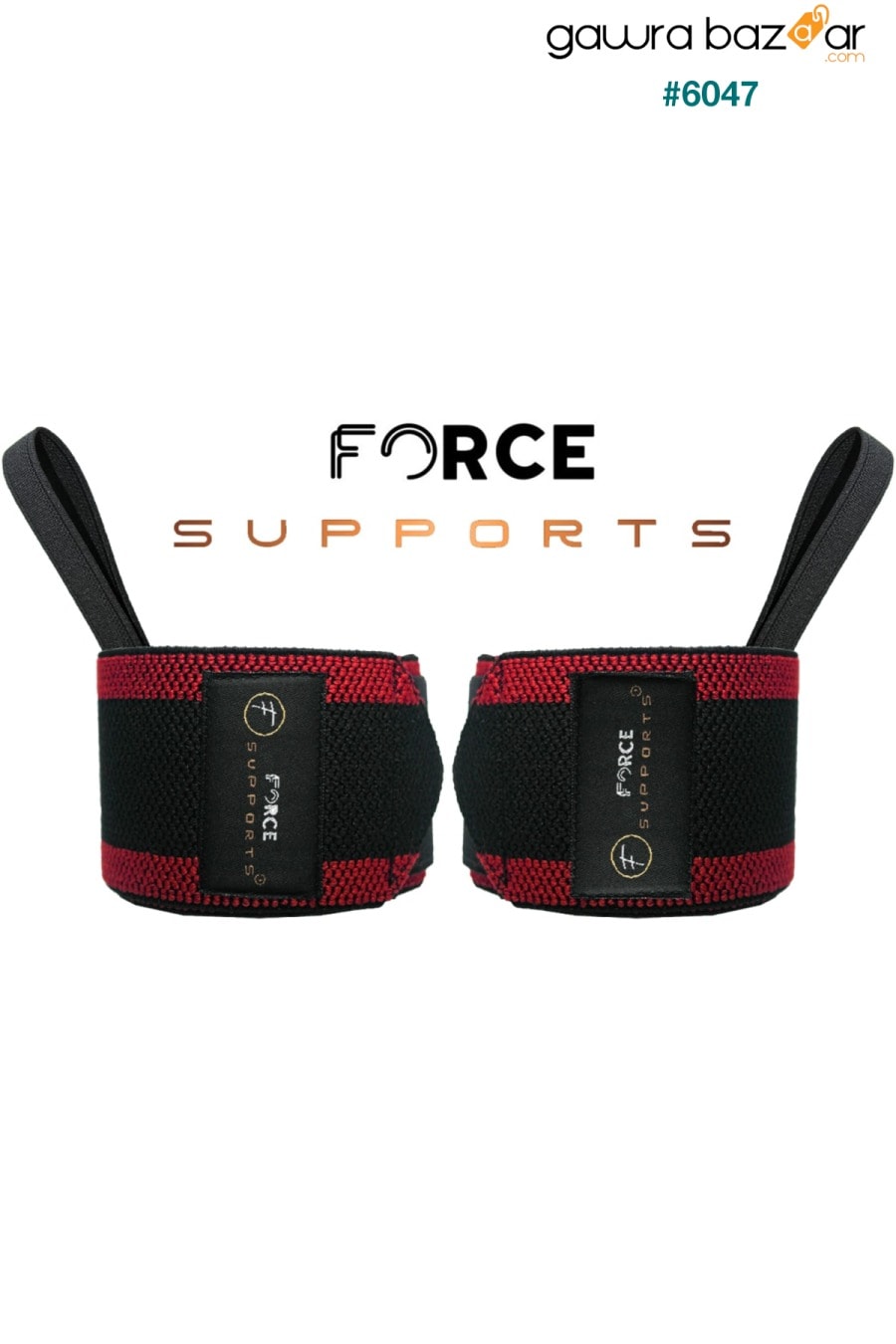 سوار دعم وزن الجسم Force Fitness Crossfit مخطط أسود وأحمر (2 قطعة) Şk-122 Force 1