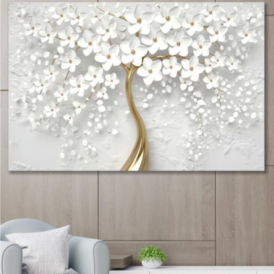 لوحة قماشية للحائط الخشخاش الأبيض مزخرفة 70x100