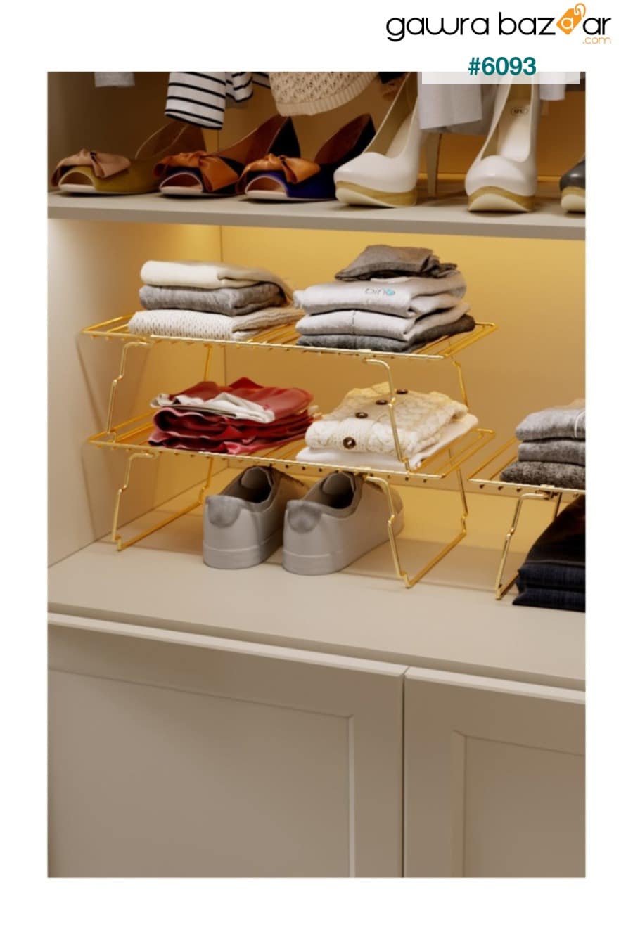 متعدد الأغراض الحمام المطبخ خزانة منظم مطلية بالذهب الفولاذ المقاوم للصدأ Bino 2