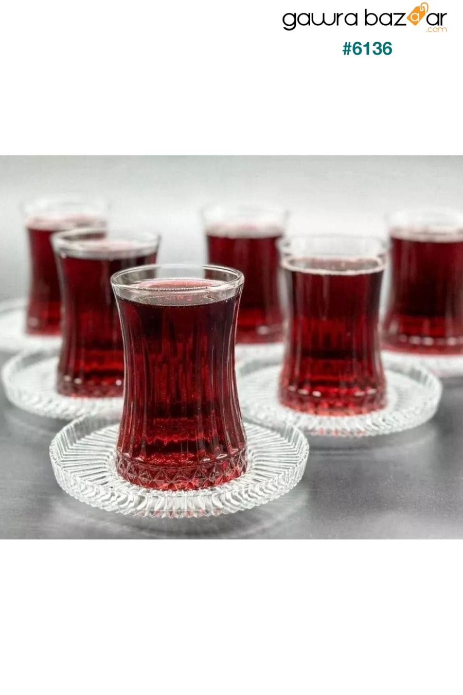 طقم أكواب شاي وشاي إليسيا 12 قطعة طقم شاي إليسيا مع طبق شاي ريفا لـ 6 أشخاص Paşabahçe 0