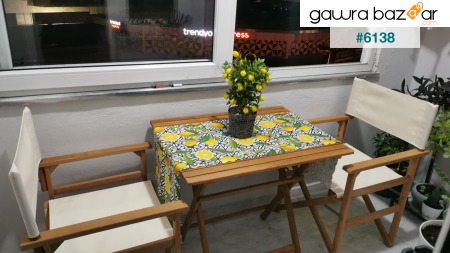 طقم كرسي طاولة المخرج من Garden Balcony Terrace 3-Set طاولة 60x80 سم