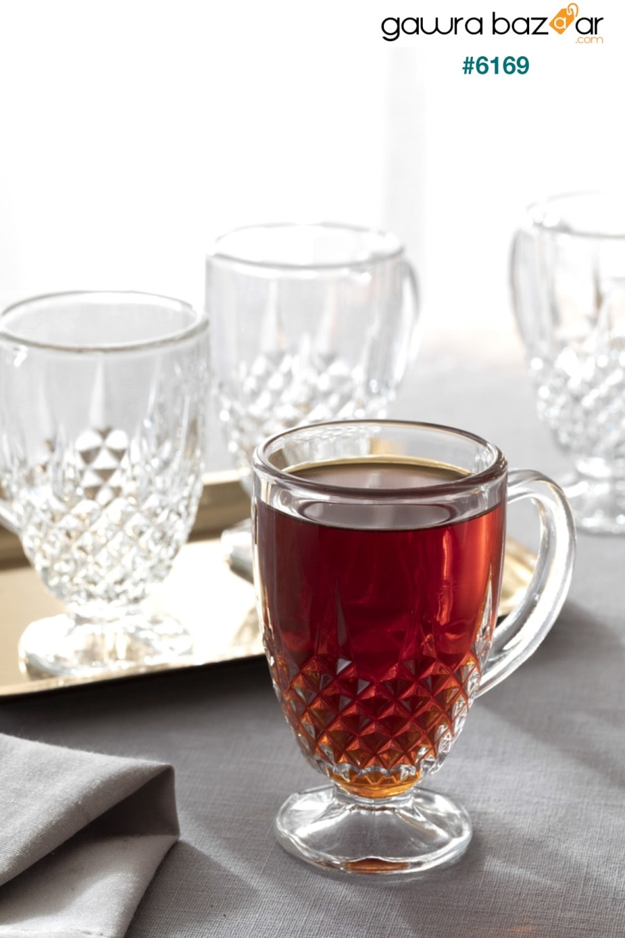 كوب شاي زجاجي غني بـ 4 مقابض 150 مل شفاف English Home 0