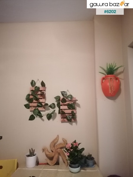 حامل زهور خشبي مزخرف على الحائط 2 قطعة