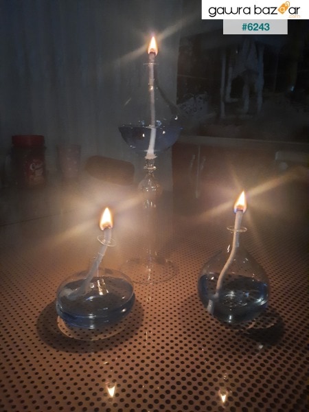 3 مصباح زيت زجاجي من Hürrem (هدية زيت قنديل)