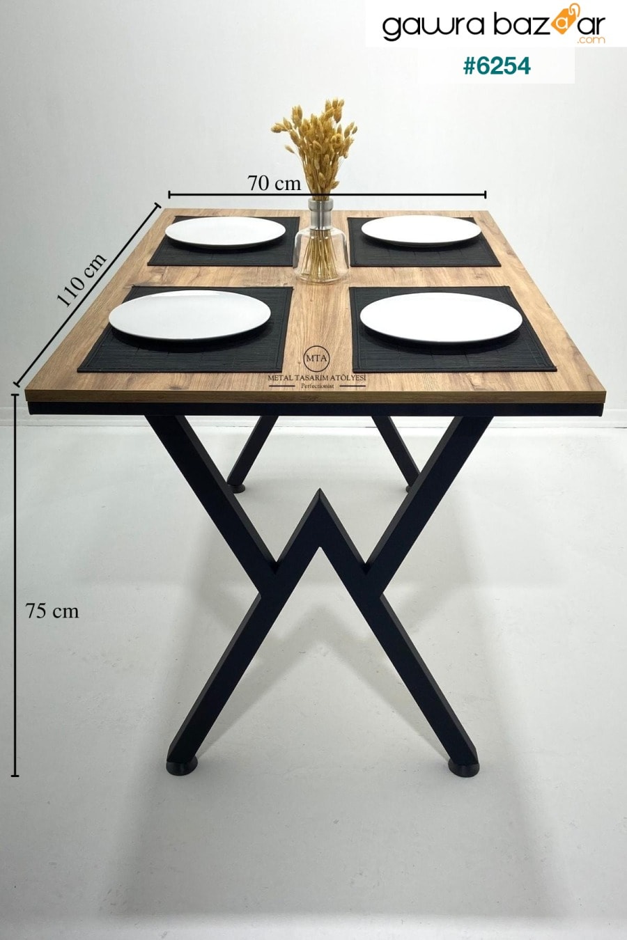 اتلانتك باين - V - ارجل معدنية طاولة مطبخ طاولة طعام طاولة عمل شرفة 70 X 110 سم METAL TASARIM ATÖLYESİ 1