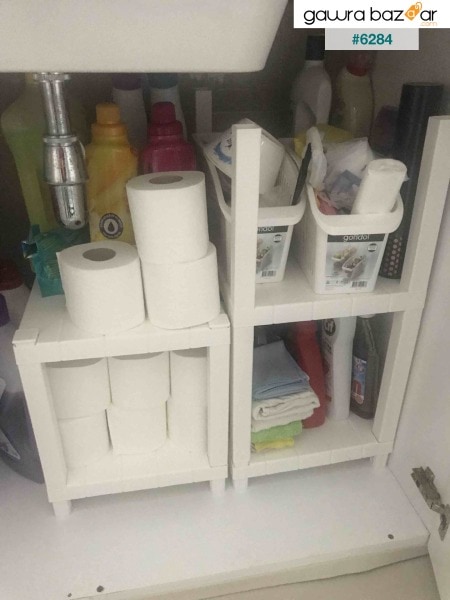 وحدة أرفف بلاستيكية من 6 طبقات للرف أبيض ، رف كتب ، حمام ، رف مطبخ
