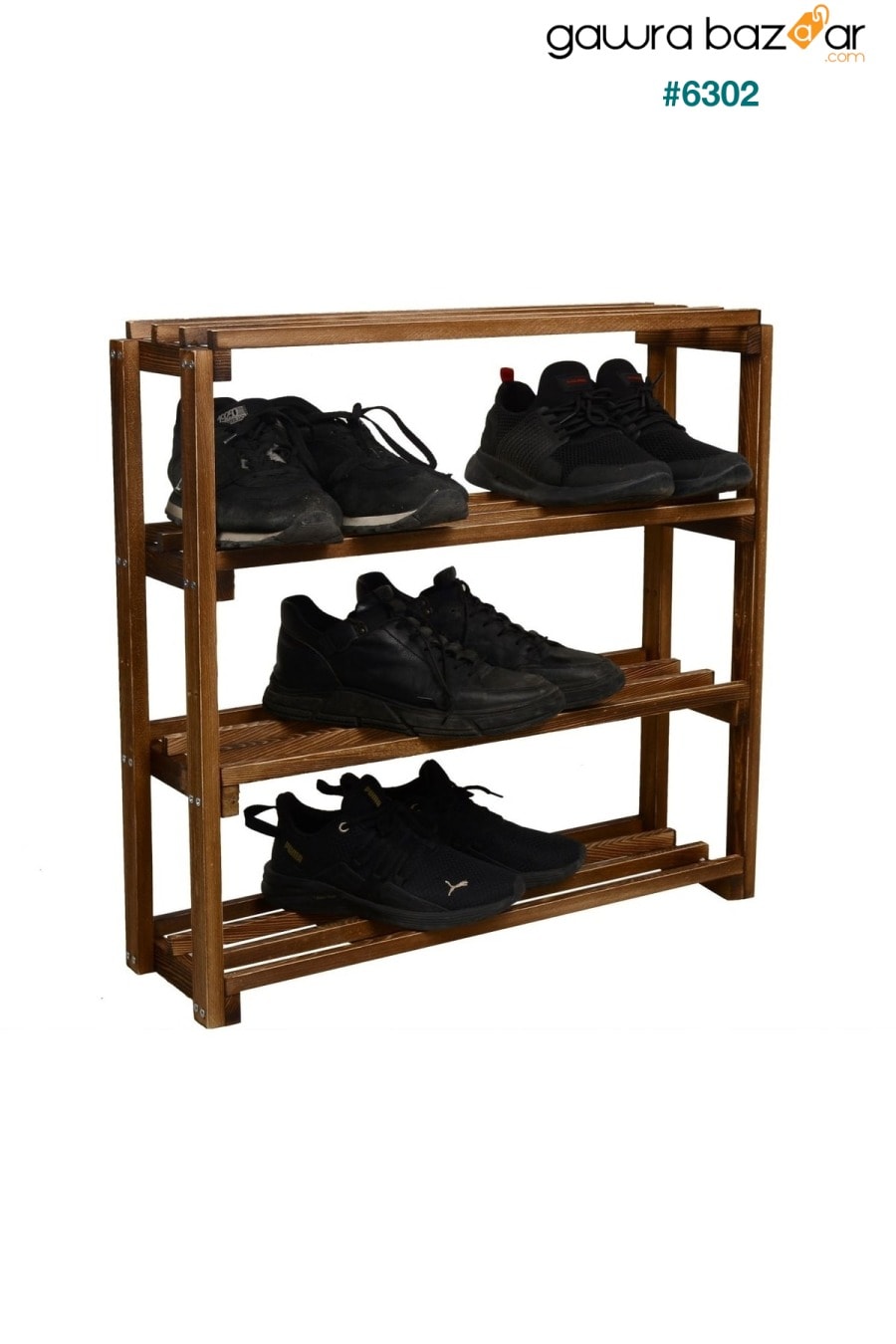 رف أحذية صلب 4 طبقات مع قضبان خشبية Wooden City 0