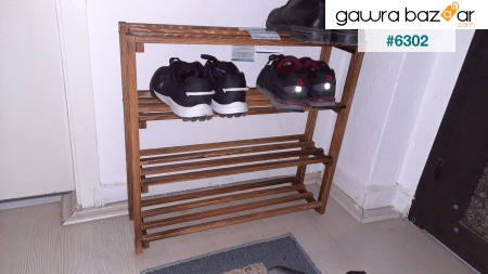 رف أحذية صلب 4 طبقات مع قضبان خشبية