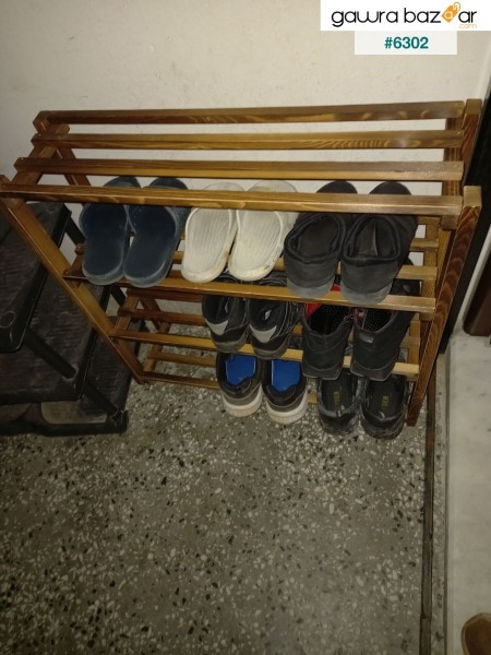 رف أحذية صلب 4 طبقات مع قضبان خشبية