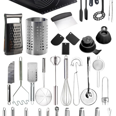 33 قطعة أدوات مطبخ سوداء مجموعة المهر أدوات مطبخ عملية تخدم أنواع الملقط