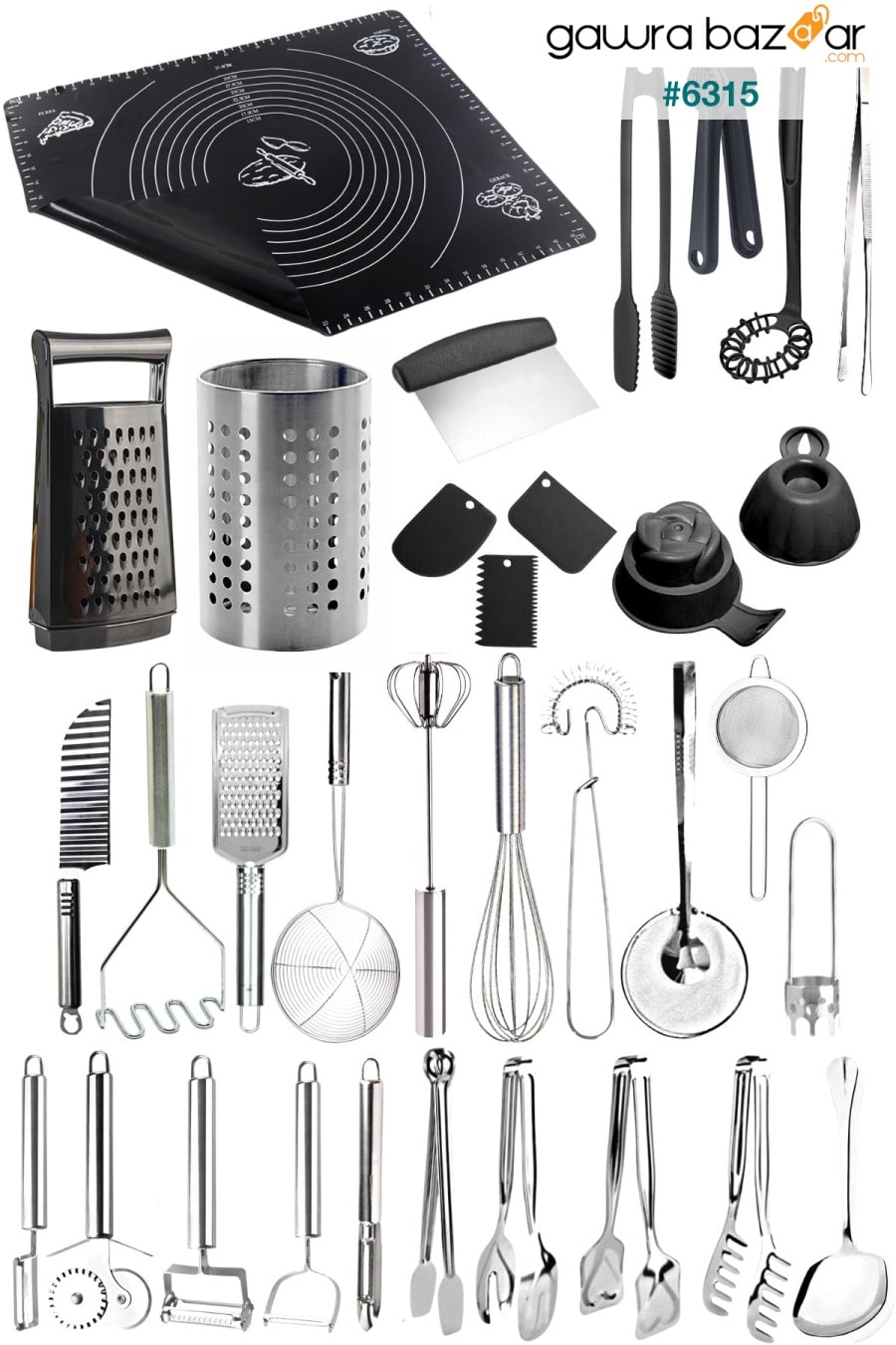 33 قطعة أدوات مطبخ سوداء مجموعة المهر أدوات مطبخ عملية تخدم أنواع الملقط Mirilliahome 0
