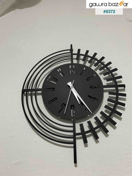 Muyika Dubai مجموعة جديدة من ساعة حائط مزخرفة بمعدن أسود 41x41 سم آلية صامتة Mds-41