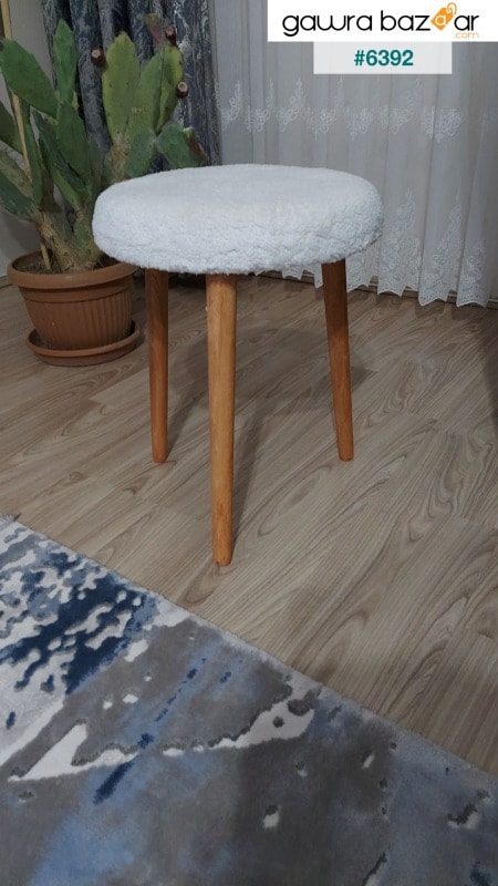 Hornbeam خشبية ريترو الساق الزخرفية الأبيض أفخم Pouf مقعد مقعد أريكة كرسي