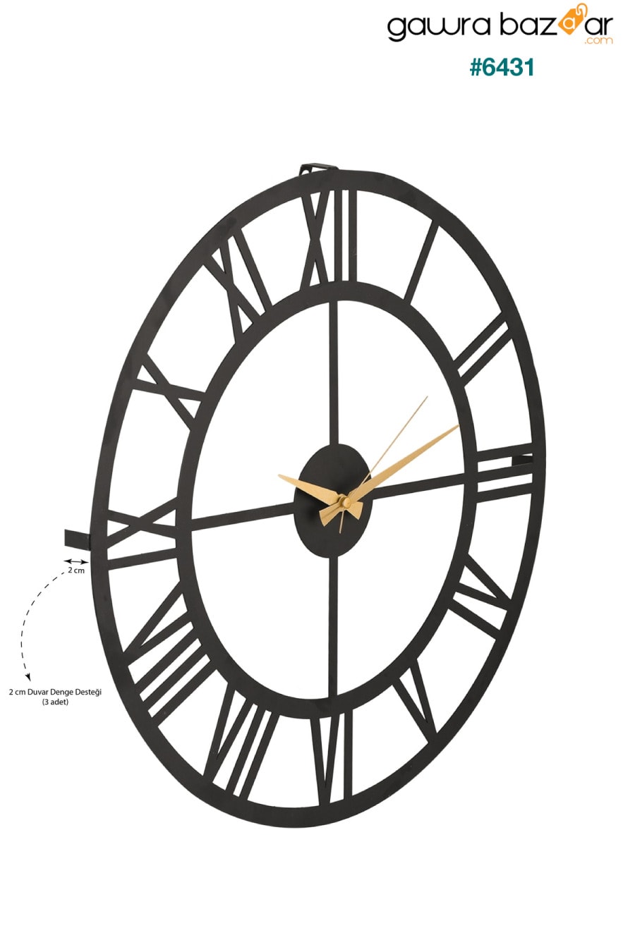 مويكا ساعة حائط معدنية بأرقام رومانية سوداء 50x50 سم Mds-50 Muyika Design 2