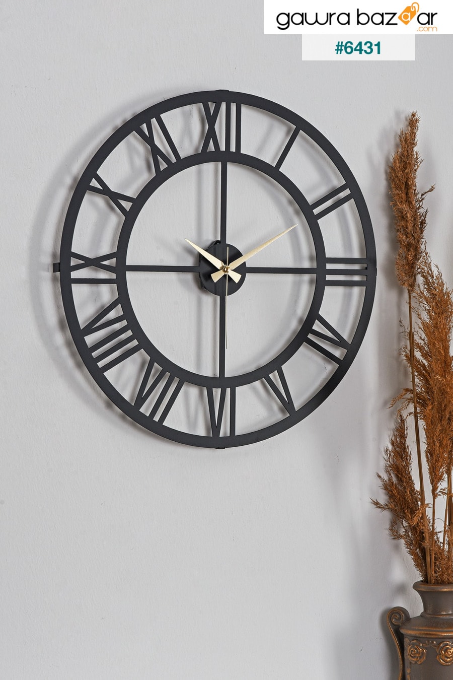 مويكا ساعة حائط معدنية بأرقام رومانية سوداء 50x50 سم Mds-50 Muyika Design 0