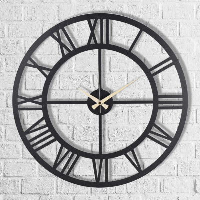 مويكا ساعة حائط معدنية بأرقام رومانية سوداء 50x50 سم Mds-50