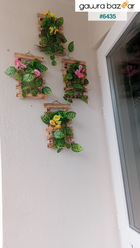 حامل زهور بتصميم ديكور خشبي مكون من 4 مجموعات